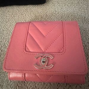 CHANEL Coral Pink Leather Wallet BRAND NEW never used with authentication.